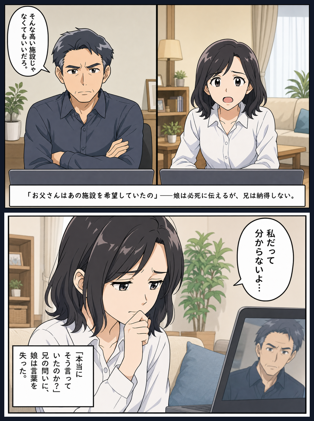 本人の希望が分からず、兄妹の意見が割れる
